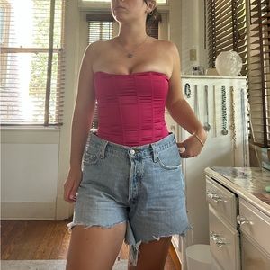 Satin pink corset top. Perfect for going out or a cute dinner/date.